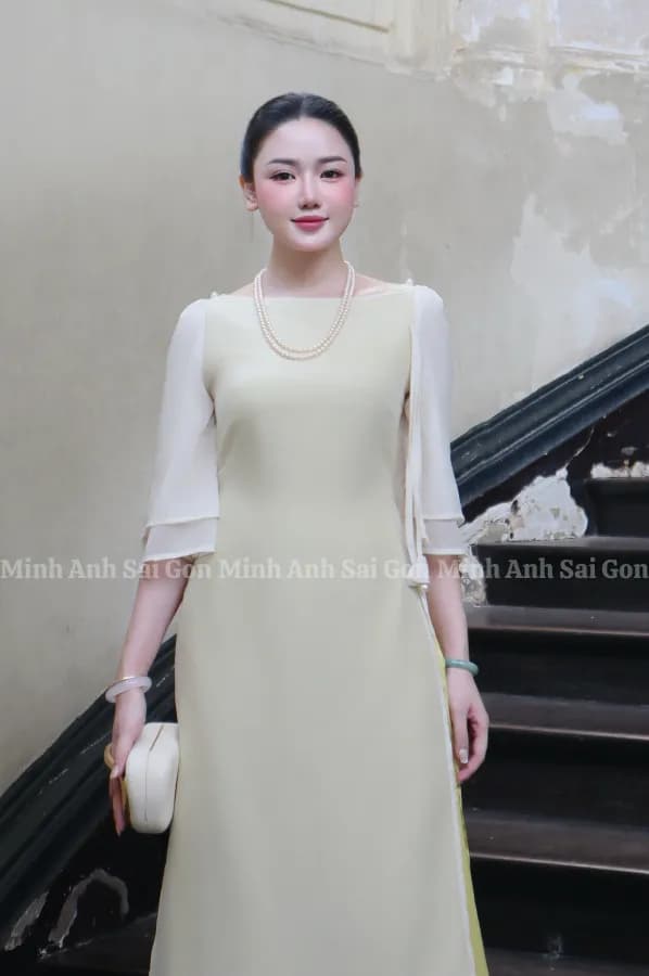 ÁO DÀI TƯỞNG VÂN MINH ANH SÀI GÒN 090825 - ÁO DÀI CỔ THUYỀN NHẸ NHÀNG, TRANG NHÃ thumbnail 5
