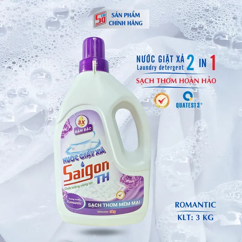 Nước giặt xả Saigon TH 3kg hương thơm Romantic thumbnail 4