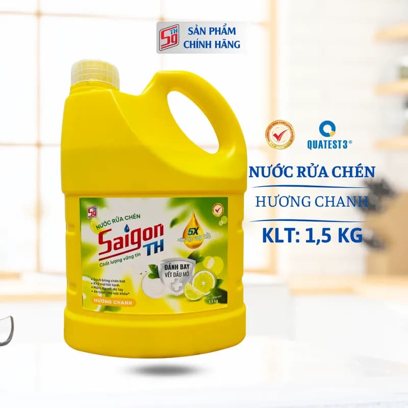 Nước rửa chén Saigon TH 1,5kg hương Chanh thumbnail 2