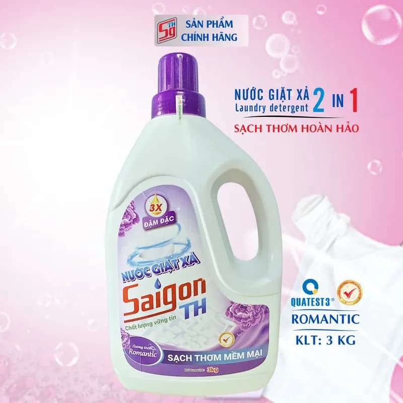 Nước giặt xả Saigon TH 3kg hương thơm Romantic thumbnail 3