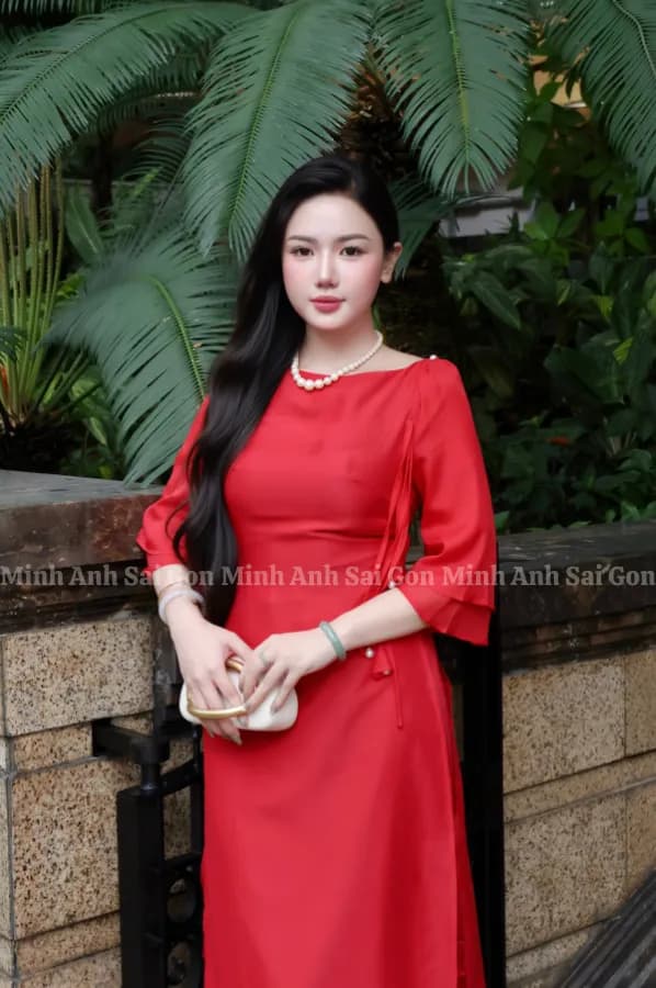ÁO DÀI TƯỞNG VÂN MINH ANH SÀI GÒN 090825 - ÁO DÀI CỔ THUYỀN NHẸ NHÀNG, TRANG NHÃ thumbnail 3
