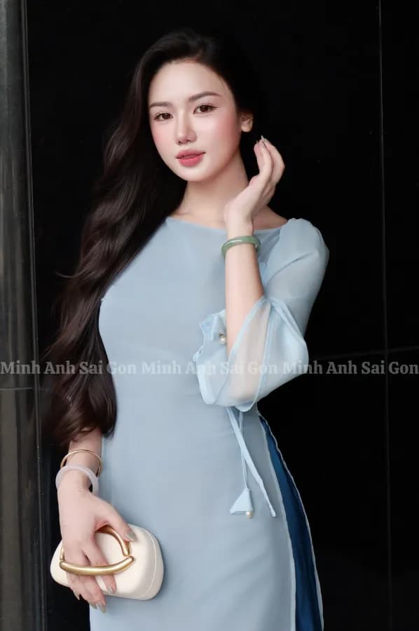 ÁO DÀI TƯỞNG VÂN MINH ANH SÀI GÒN 090825 - ÁO DÀI CỔ THUYỀN NHẸ NHÀNG, TRANG NHÃ thumbnail 4