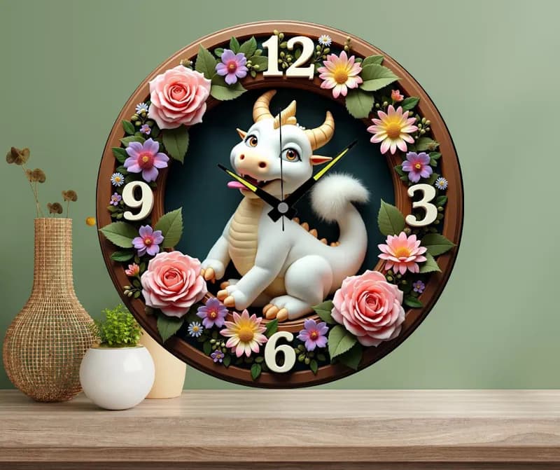 Đồng hồ treo tường 12 con giáp  mẫu dễ thương ( tuổi tí) thumbnail 10