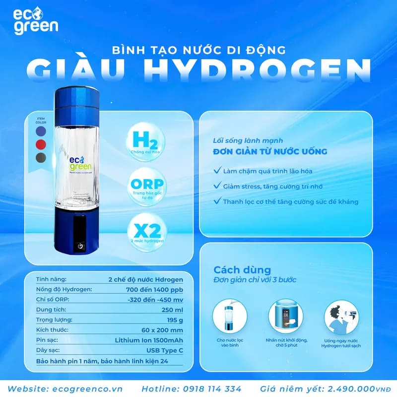 Bình tạo nước di động Hydrogen thumbnail 5