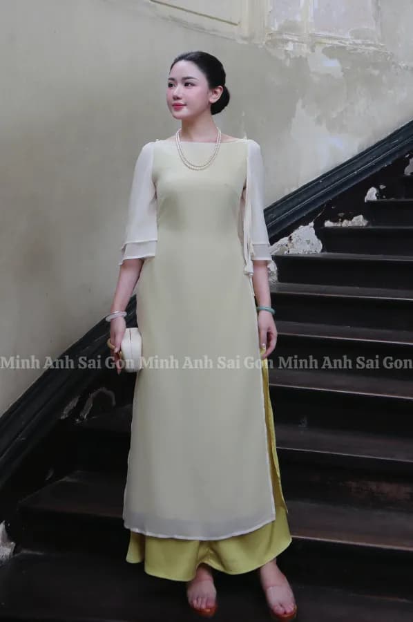 ÁO DÀI TƯỞNG VÂN MINH ANH SÀI GÒN 090825 - ÁO DÀI CỔ THUYỀN NHẸ NHÀNG, TRANG NHÃ thumbnail 7