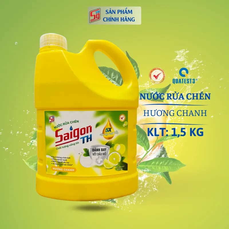 Nước rửa chén Saigon TH 1,5kg hương Chanh thumbnail 3