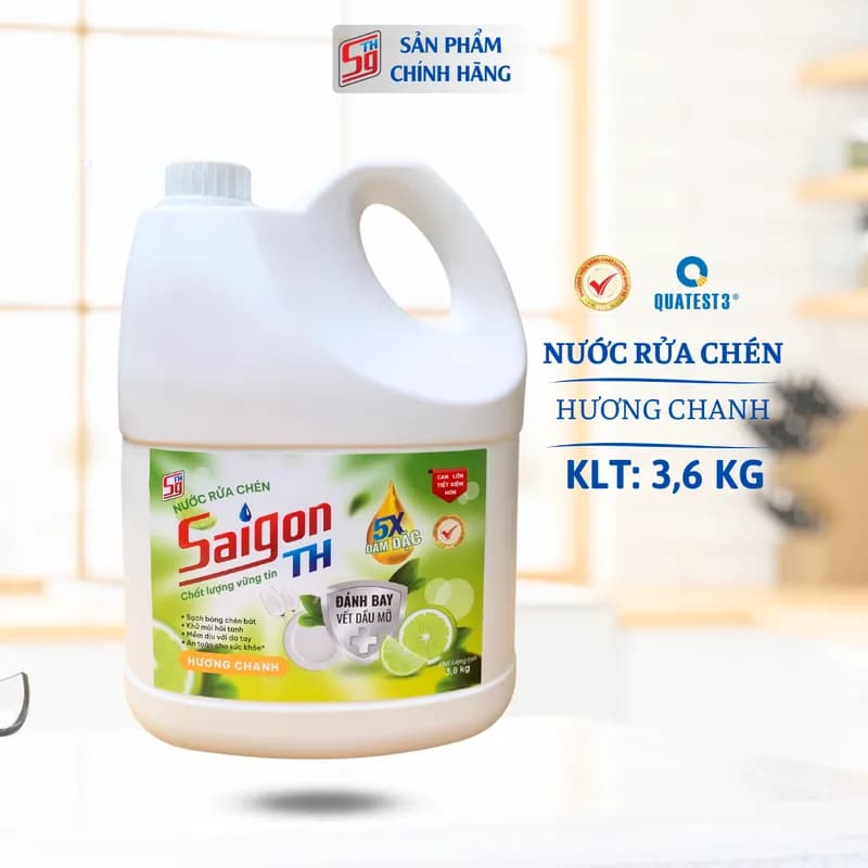 Nước rửa chén Saigon TH 3.6kg hương Chanh thumbnail 3
