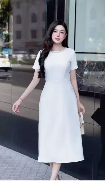 Đầm Cổ Thuyền Kết Ngọc Thiết Kế Minh Anh - 391124, Đầm chữ A sang chảnh, cổ thuyền đính ngọc thumbnail 2