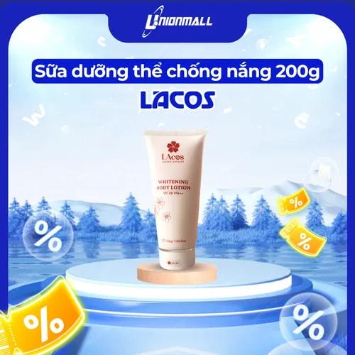 Sữa Dưỡng Thể Phân Tử Nước, Sáng Da, Chống Nắng LAcos – Whitening Body Lotion SPF 45/PA+++ (200ml) - Ảnh 1